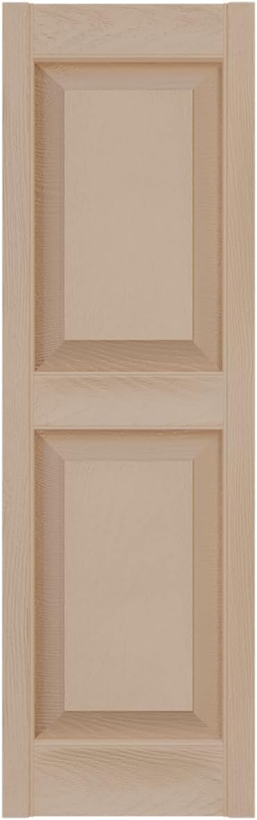 12"W x 39"H Lifetime Vinyl, Standard Two Equal Panels, Raised Panel Shutters, w/Installation Shutter-Lok's & Matching Screws (Per Pair), Wicker