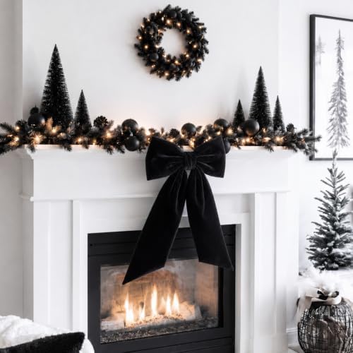 HunnmingRe 20 x 30 Inches Black Large Velvet Bow Decor Giant Bow Party Decorations for Wall Backdrop Wedding Bridal Shower Birthday Party Room Home Wreath & Door Hanging Decorations - Image 4