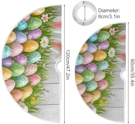 SUABO Easter Grass Eggs Christmas Tree Skirt 48 Inch, Xmas Tree Floor Door Mat for Party Decoration Holiday Decor Home Indoor Outdoor - Image 3