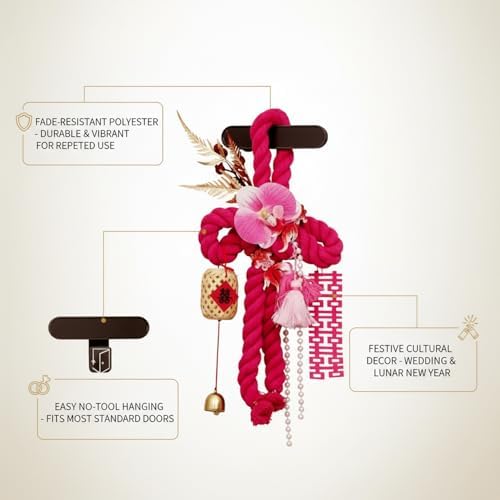Chinese Knot Door Hanger Decor - Traditional Red & Pink Polyester Wall Ornament for Wedding, Festive Celebrations, Home Entryway (1 Pack) - Image 5