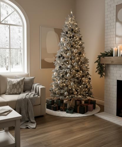 36 Inch Sequin Faux Fur Christmas Tree Skirt for Christmas Tree Decorations White Plush Silver Sequin Snowflake Tree Skirt - Image 5