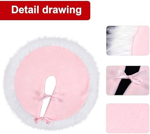 Mudder 47.2 Inch Christmas Tree Skirt,Pink and White - Image 3
