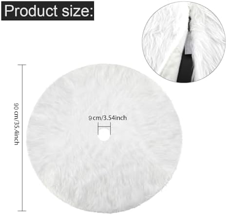 Konsait Plush Christmas Tree Skirt - Round Snow White Xmas Tree Mat Base Cover for Holiday Home Decorations,35Inch/90CM - Image 2