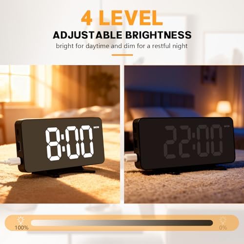 Digital Alarm Clock for Bedroom Dimmable Dual Desk Clock for Heavy Sleepers | Easy Setup, Large Number, 5 Alarm Modes - Image 5