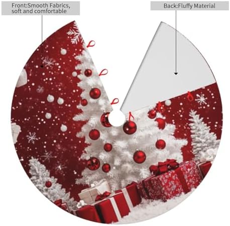 Christmas Tree Skirt Red Christmas Tree Ball Xmas Soft Polyester Holiday Tree Base Cover, Decorative Xmas Tree Mat 48 Inch for Home, School, Office - Image 2