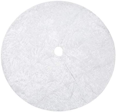 Sattiyrch Faux Fur Christmas Tree Skirt 36",White Xmas Decorations for 6ft Christmas Tree (White, 36in) - Image 2