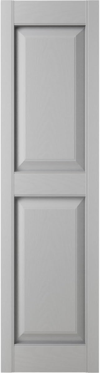 Ekena Millwork Lifetime Vinyl LP2S14X08000PG Standard Two Equal Panel Vinyls, Raised Panel Vinyl Shutters, w/Installation Shutter-Lok's & Matching Screws (Per Pair), 14 3/4"W x 80"H, Paintable