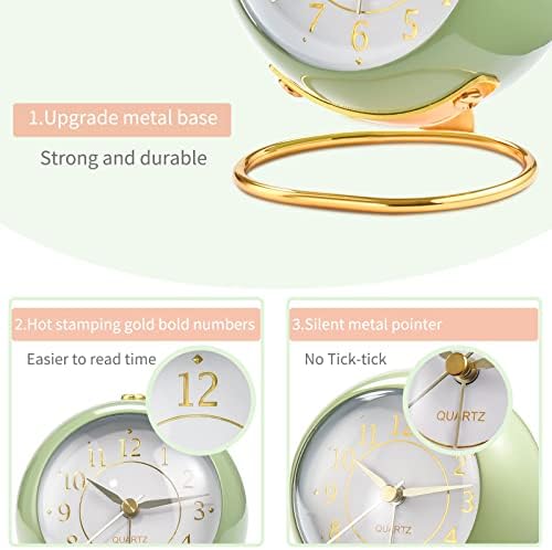 Tetino Analog Alarm Clocks,Retro Backlight Cute Simple Design Small Desk Clock with Night Light,Silent Non-Ticking,Battery Powered,for Kids,Bedroom,Travel,Kitchen,Bedside Desktop. (Blue) - Image 5
