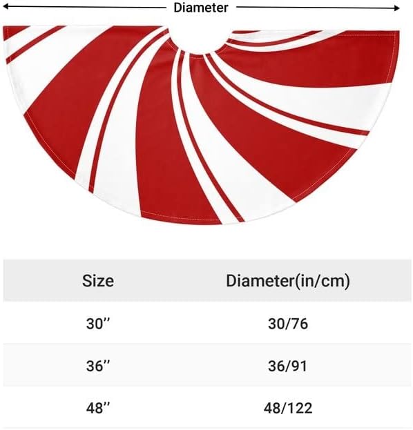 36 Inch Red Swirl Christmas Tree Skirt Sweet Candy Cane Red and White Ornaments Home Party Decoration - Image 6