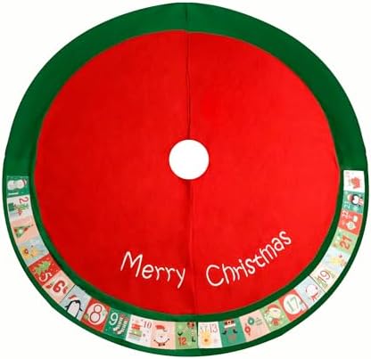 48in Christmas Tree Mat for Under Tree,Red Christmas Tree Skirt Decorations,Rustic Xmas Tree Mat Decorations for Winter New Year Holiday Party Decor Indoor Outdoor - Image 7