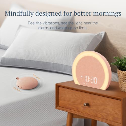 ANJANK Loud Alarm Clock with Wireless Bed Shaker, Vibrating Dual Alarm with Light Wake Up for Heavy Sleepers & Hearing Impaired, 9-Color Night Light, 8 Alarms, 0-100% Dimmer, USB Charger, Bedroom - Image 2