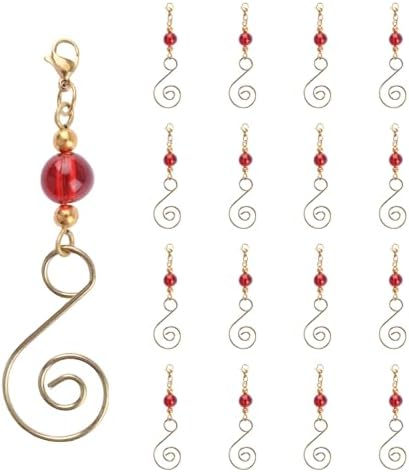 INCREWAY 20 Pcs Lobster Knot Christmas Hook Decorative with Lobster Claws Hanging Metal Wire Red Round Crystal Jeweled Swirl for Crafts Xmas Decoration (Golden) by ForHome