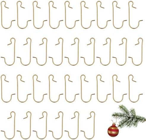 200 Pack Christmas Ornament Hooks, Christmas Tree Ornament Gold Hanging Hooks S-Shaped Christmas Ornament Hangers for Christmas Tree Garland Decorations New Year Party by Unknown