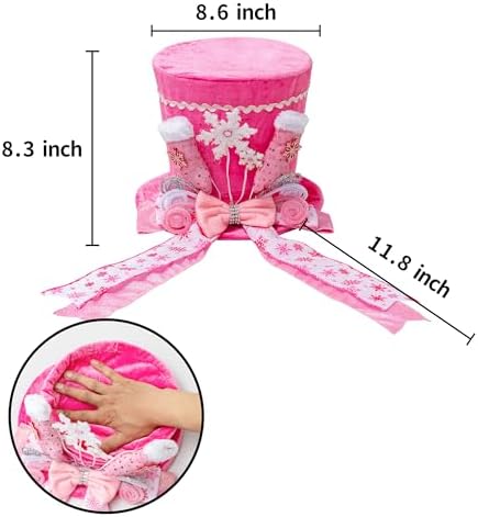 Christmas Tree Topper, Christmas Tree Topper Hat, Pink Boots Tree Topper Christmas Decorations with Bow Ribbon Christmas Tree Ornaments for Holiday Family Xmas D??cor - Image 2
