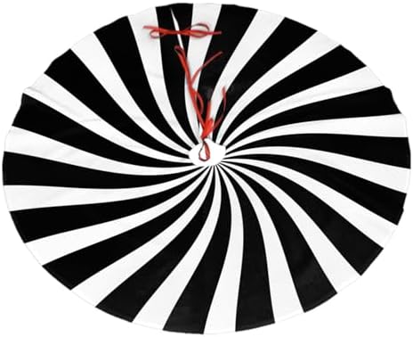 Black White Swirl Candy Christmas Tree Skirt Xmas Mat Holiday Party Home Ornaments Decorations 36 Inch - Image 5