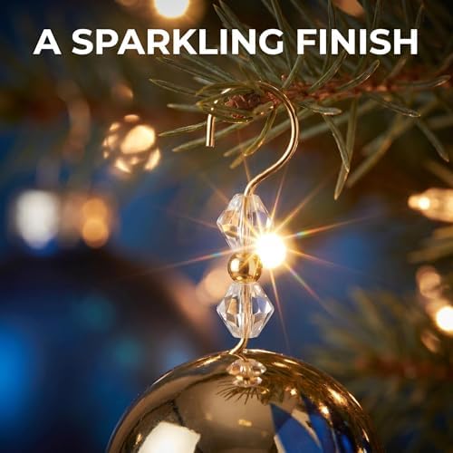 30 PCS Christmas Ornament Hooks, S-Shaped Gold Metal Wire Hangers with Crystal Beads ?€? Decorative for Tree Decor, Suncatcher, Party Crafts - Image 3