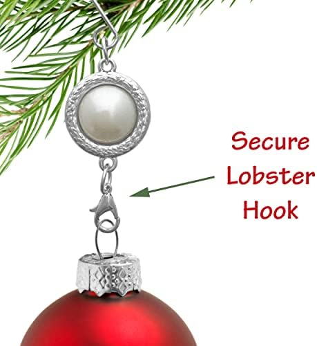 Christmas Ornament Hooks with Pearl, Set of 12 Silver S Hooks with Lobster Claw Clasps, 3 Inch White Pearl Ornament Hangers, Elegant Xmas Tree Accessories for Hanging Ornaments, Holiday Decor Accents - Image 4