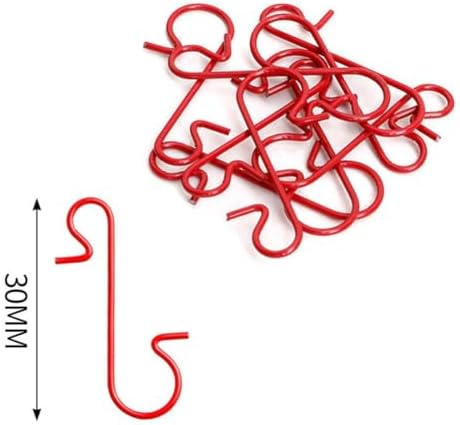 100 Pack Christmas S Hooks For Tree Ornaments, Metal Decoration Hangers For Balls Lights Dolls, Silver(Red) - Image 2