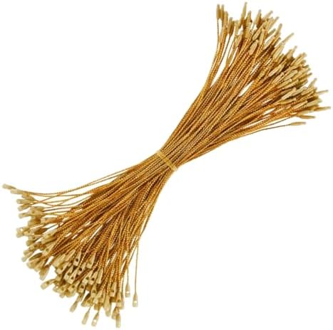 100pcs Ornament Hangers String, 7.87 Inch Precut Metallic Tinsel Rope Ornament Hanging Ropes with Snap Fastener for Christmas Tree Baubles Tags Party Favor, Gold by homeemoh