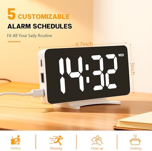 Digital Alarm Clock for Bedroom Dimmable Dual Desk Clock for Heavy Sleepers - Image 2