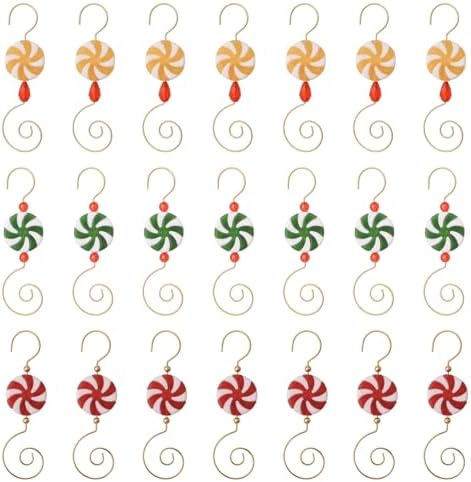 INCREWAY 30pcs Christmas Ornament Hooks, S-Shaped Hangers, Christmas Decoration Hanger, Metal Hooks with Crystal, Lollipop Decor Hooks by ForHome