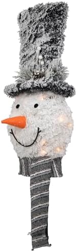 25" Lighted Snowman with Black Frosted Top Hat Christmas Tree Topper - Image 6