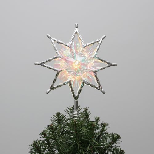 Philips 11.25" Silver Star Treetopper with Iridescent Tinsel - 3 Light Functions with Control Box and Coil - 10 Bicolor Microdot LEDs - 72" Lead-in by Unknown
