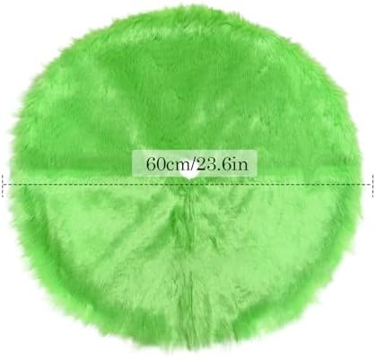 Christmas Tree Skirt Green Plush 24 inch Xmas Tree Skirt Faux Fur Thick for Family Party Christmas Tree Decoration - Image 7