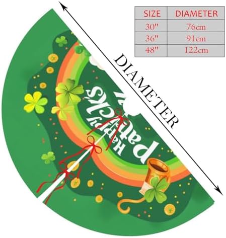 Rainbow St Patricks Day Tree Skirts Xmas Ornaments, Green Tree Skirt for Christmas Party Holiday All Occasions 36" - Image 2
