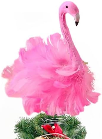 Flamingo Christmas Tree Topper Pink Artificial Feather Flamingo Christmas Tree Topper Decoration for Christmas Garden Indoor Outdoor Holiday Ornament Party (Pink) by Kephay