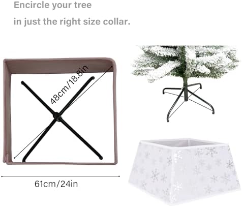 Christmas Tree Collars for Atificial Trees, 24 Inch Snowflake Christmas Skirt, Base Cover,Holiday Home Decor Ring (Snow-Silver, Medium) - Image 6