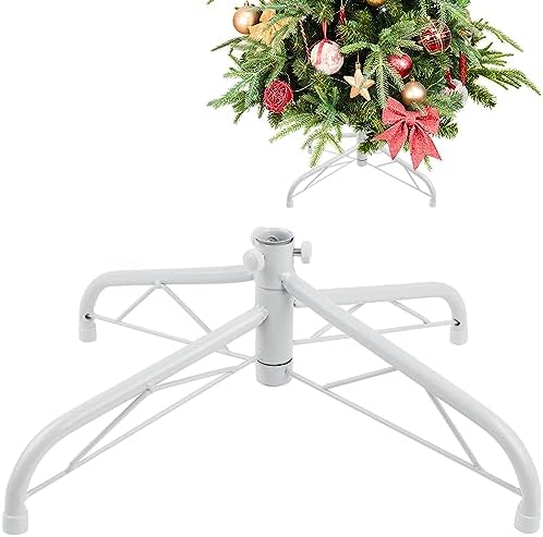 CCINEE Metal Christmas Tree Stand, Universal Folding Xmas Tree Stand 15.7 Inch Replacement Tree Stand Base for 3 Ft to 6 Ft Christmas Artificial Trees Fake Tree, White by CCINEE