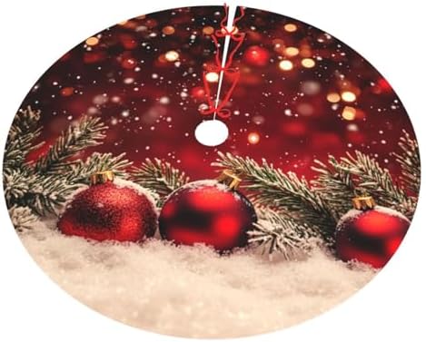 Christmas Tree Skirt Red Christmas Ball Glitter Soft Polyester Holiday Tree Base Cover, Decorative Xmas Tree Mat 36 Inch for Home, School, Office - Image 7