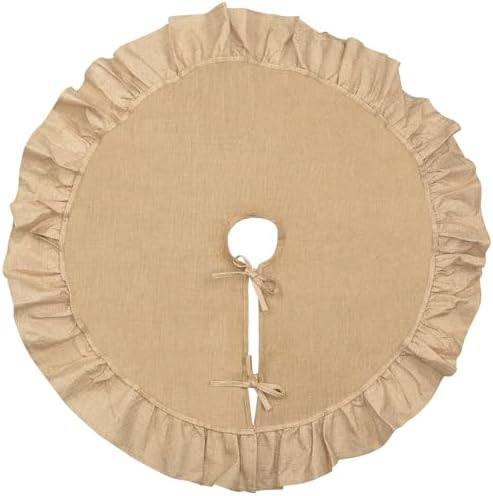 yuboo 36 Inch Burlap Christmas Tree Skirt, with Ruffle Border and Bow Ties - Image 2