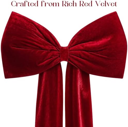 Knitgrip Extra Large Velvet Christmas Tree Topper Bow, Red, 71 Inch - Image 3