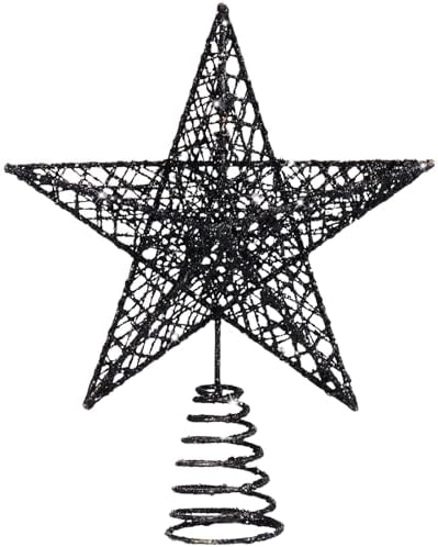 Bememo 8 Inches Glitter Star Christmas Tree Topper Shimmery,Gold, Black by Bememo