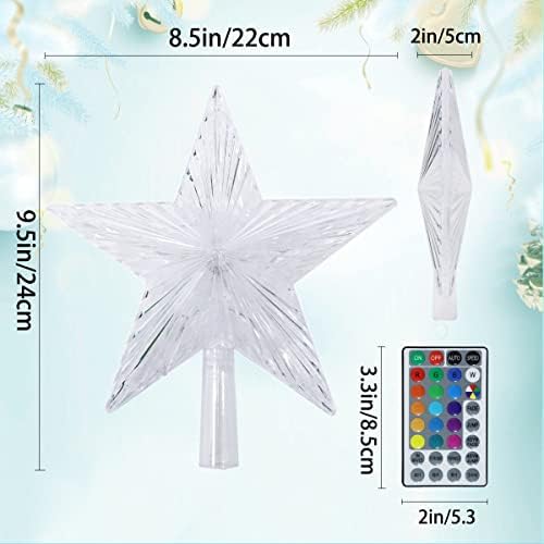Christmas Tree Topper, KBG LED 20 Light Modes Color Changing 9" Christmas Tree Topper Star Lighted, Remote Controller Multicolor LED Christmas Star USB Powered for Xmas Holiday Party Gift Décor - Image 5