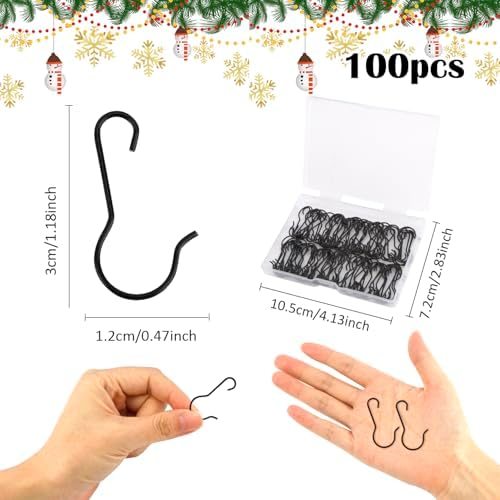 Ornament Hooks, 100 Pack Ornament Hangers, Christmas Ornament Hooks, Ornament Hooks for Christmas Trees, Christmas Hooks for Ornaments, Christmas Tree Hooks Ornaments Christmas Tree Decorations, Black - Image 4