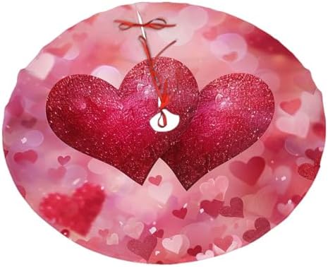 Christmas Tree Skirt, Happy Valentine's Day Love Red Pink Glitter Love Floral Red Hearts Xmas Large Tree Mat, New Year Festive Holiday Party Decorations 36" inches by Mount+Hour