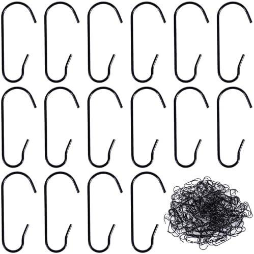 100 Pcs Christmas Ornament Hooks, Metal Wire Hanging Hook, Adjustable C-Shaped Ornaments Hanger for Christmas Tree Decoration, Garland (Black, 1.18??0.5 inch) by Incinkod