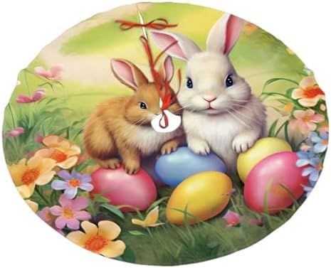 Christmas Tree Skirt, Easter Holiday Easter Rabbit Bunny Eggs Spring Flower Xmas Large Tree Mat, New Year Festive Holiday Party Decorations 30" inches by Mount+Hour