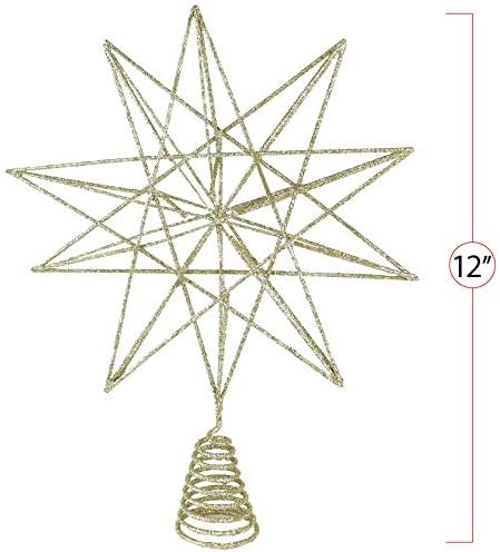 Glitter Star Christmas Tree Topper - 3-D Star Decor Ornament Decoration 13" - Image 5