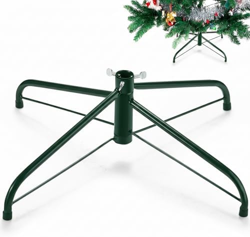Roowest Folding Christmas Tree Stand Artificial Xmas Tree Base Holder Replacement Metal Tree Base for Artificial Christmas Tree(Green, 20 Inch) by Roowest