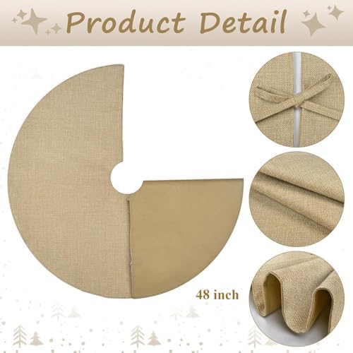 Fall Burlap Tree Skirt, 48 inch Rustic Farmhouse Christmas Tree Decorations - Image 4