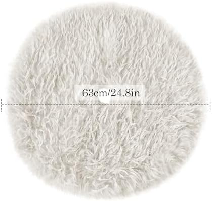 White Feathers Plush Christmas Tree Skirt Soft Fluffy Faux Fur Xmas Tree Skirt 24 Inch for Christmas Holiday Party Decorations - Image 6