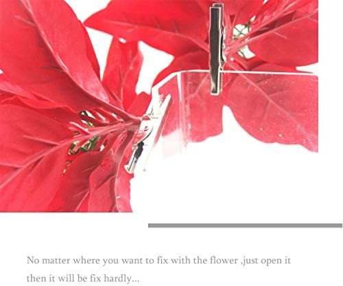 Christmas Flowers Red Poinsettia Christmas Tree Ornaments with hook-8pcs/pack - Image 5