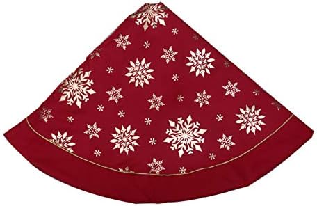 Flash World 48 Inch Large Christmas Tree Skirt Xmas Soft Cover Mat Decor Snowflake Collar Farmhouse Tree Skirt for Holiday Ornaments Party Home Indoor Decorations (Red?€?Three Cotton Layer, 48INCH) - Image 3