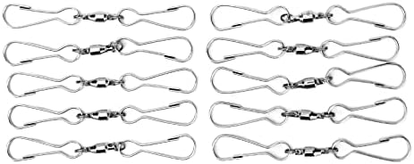 10 Pack Swivel Hook Stainless Steel 360 Rotating Wind Spinner Hooks Dual Clamp Holder for Bird Feeders Wind Chimes Spiral Ornaments Party Hanging Decor (Large Size 3.8x7.8cm) - Image 6