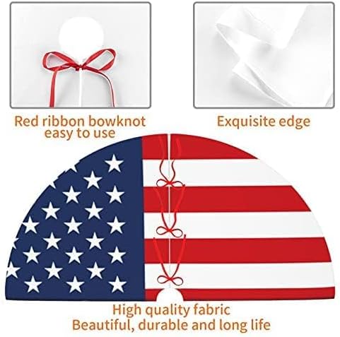 American Flag Christmas Tree Skirt Xmas Tree Mat Holiday Party Home Decor 48 inch - Image 3