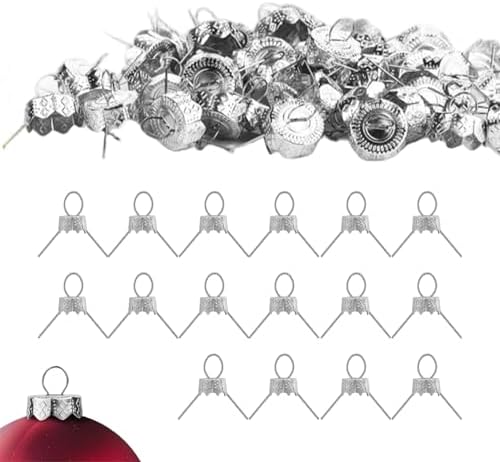 100Pcs Ornament Caps Secure Metal Christmas Ornament Hooks Replacement Hangers for Christmas Tree, Porcelain, Ceramic or Glass Decoration, 20mm, Silver by Gcroet